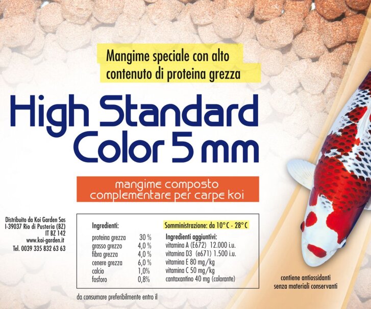 High Standard Color 4,5 Liter Koi und Teichfischfutter
