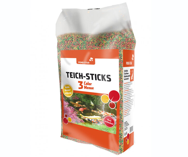 Teich Sticks  3 Color Menue 7 Liter (770 Gramm) - Koi und Teichfisch Futter